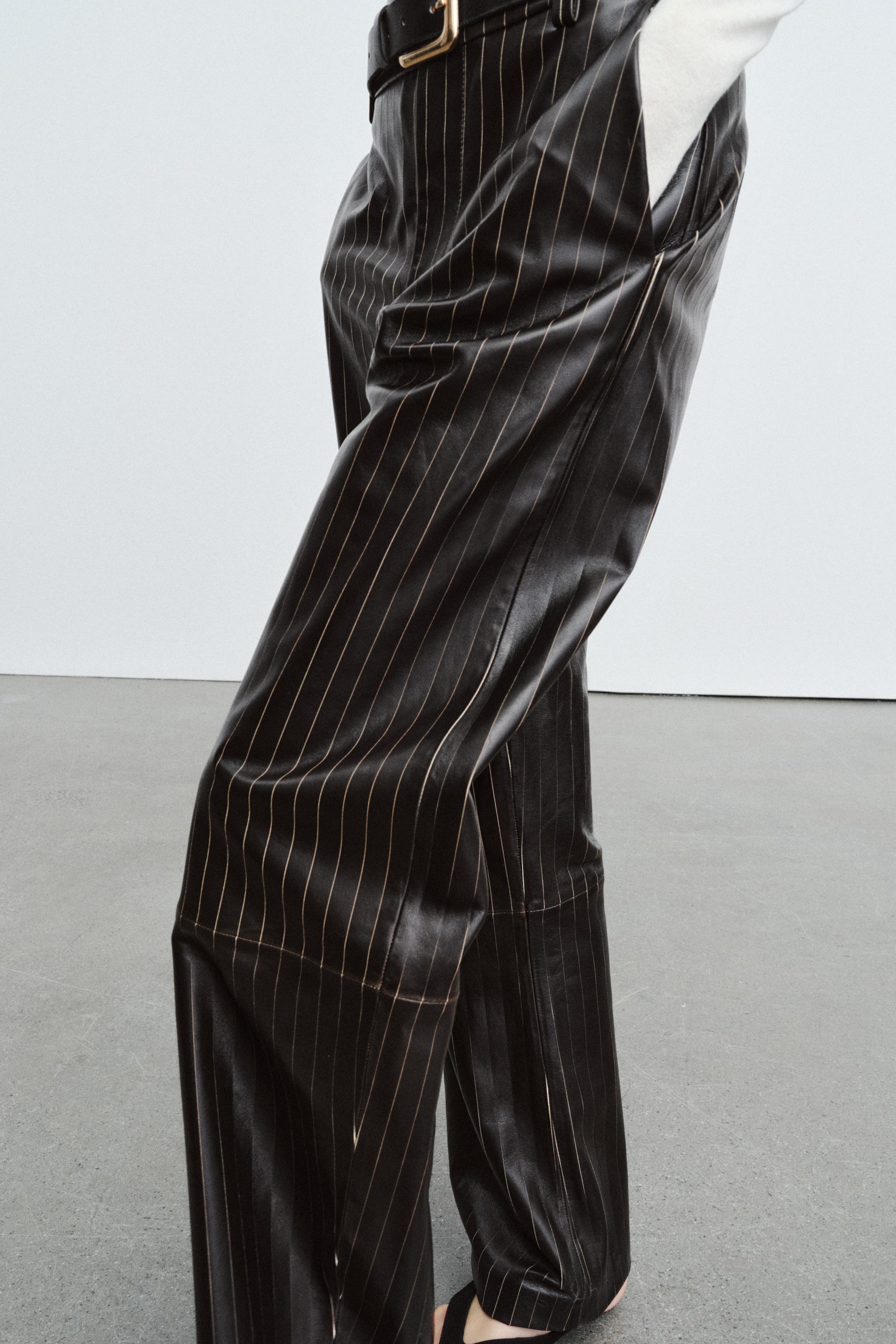 STRIPED LEATHER PANTS ZW COLLECTION LIMITED EDITION